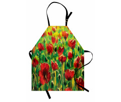 Poppies on Green Grass Apron