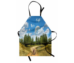 Running Dog Trees Sky Apron