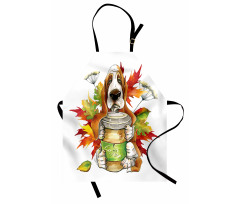 Dog Coffee Autumn Leaf Apron