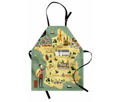 Travel Landmarks Map Doodle Apron