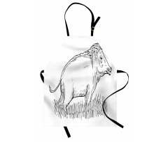 Outline Sketch Wild Boar Apron