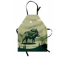 Wild Boar with Tusks Art Apron