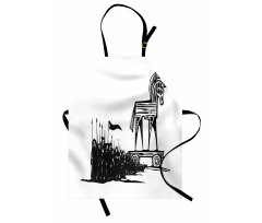 Woodcut Style Greek Trojan Apron