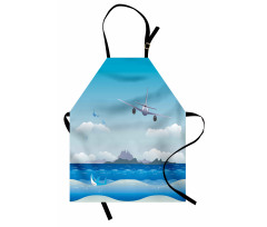 Plane Fly on Sea and Shark Apron