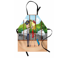 Pilot and Hostess Cartoon Apron