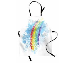 Grungy Colorful Flowers Apron