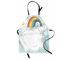 Childish Drawn Rainbow Sun Apron