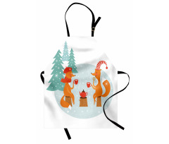 Happy Foxes Winter Apron