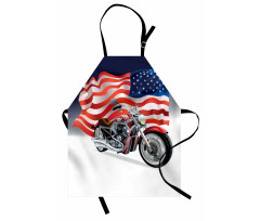 Motorbike and US Flag Apron