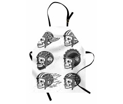 Greyscale Sketch Skulls Apron