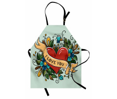 I Love You Ribbon Heart Apron