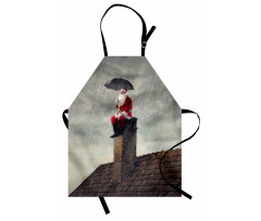 Santa on Chimney in Rain Apron