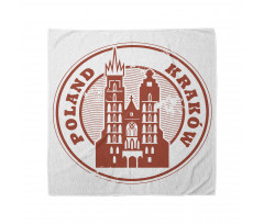 Ülke Bandana Poland ve Krakow Yazılı Damga Katedral Çizimi 