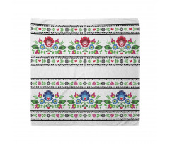 Floral Bandana Kırmızı Mavi Yeşil Çiçek Motifleri Şeritler