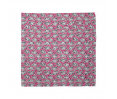 Greyscale Flower Chintz Rose Bandana