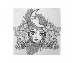 Girl Crescent Sketch Art Bandana