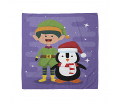 Elf and Penguin Merry Christmas Bandana