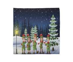 Snowing Forest and Children Bandana