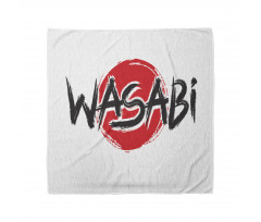 Uzak Doğu Bandana Beyaz Fon Üzerinde Wasabi Yazılı Desenli