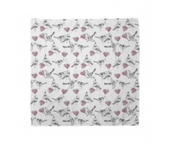 Floral Bandana Çiçekli Kuş Desenli