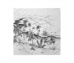 Pencil Drawn River Scenery Bandana