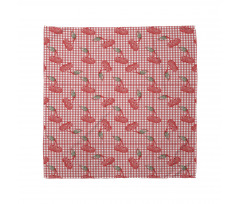 Fruit Doodles on Gingham Bandana