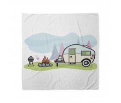 Cartoon Style Camping Scene Bandana