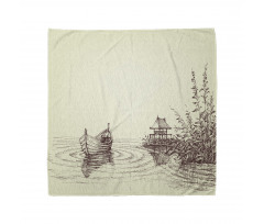 Pencil Drawn Lake and Boat Bandana