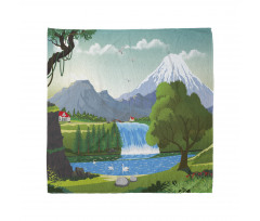 Cartoon Style Lake Waterfall Bandana