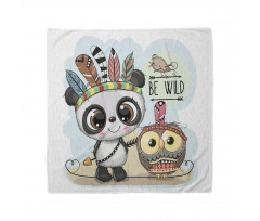 Panda Owl Bird in Feathers Bandana