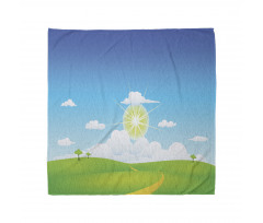 Grass Hill Sun and Clouds Bandana