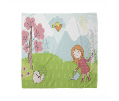 Cartoon Girl Animal in Wood Bandana