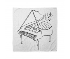 Monochrome Piano Drawing Bandana