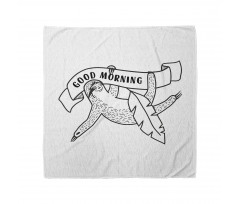 Karikatür Bandana Good Morning Mesajı Veren Tembel Hayvan 