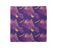 Geometrik Bandana Soyut Retro Sanat Küp Üçgen Daire Deseni