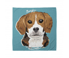 Beagle Bandana Karikatür Çizim Hayvan Başı Portresi Deseni