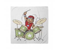 Cartoon Style Boy Drummer Bandana