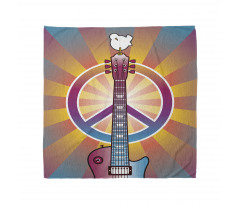 Müzik Bandana Gitar ve Barış Desenli