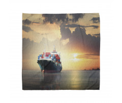 Cargo Ship at Sunset Photo Bandana