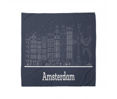 Şehir Bandana Amsterdam Yel Değirmeni İllüstrasyon Çizimi