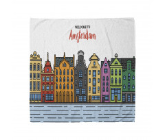 Şehir Bandana Amsterdam Evleri Panoramik Grafik Çizimi