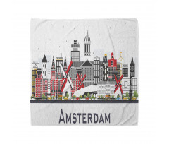 Şehir Bandana Amsterdam Mimarisi Modern ve Canlı Çizim