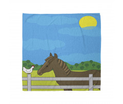 Farm Horse and Chicken Cartoon Bandana