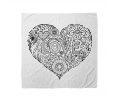 Love Uncolored Doodle Heart Bandana