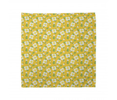 Flowers Buds Leaves on Dots Bandana