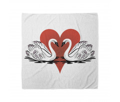 Couple Swans Lake Hearts Art Bandana