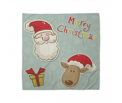 Yeniyıl Bandana Şapkalı Noel Baba ve Geyik Desenli Mavi