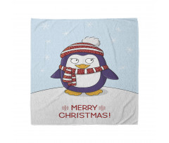 Yeniyıl Bandana Mavi Beyaz Fonlu Sevimli Noel Pengueni