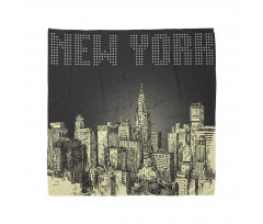 Siyah Beyaz Bandana New York Temalı Panorama