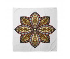 Geometrik Bandana Turuncu ve Sarı Çiçekli